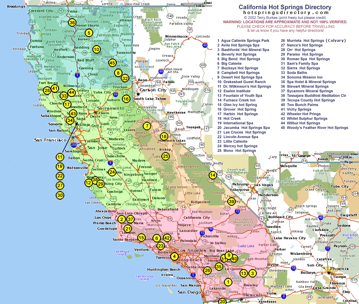 map of california hot springs